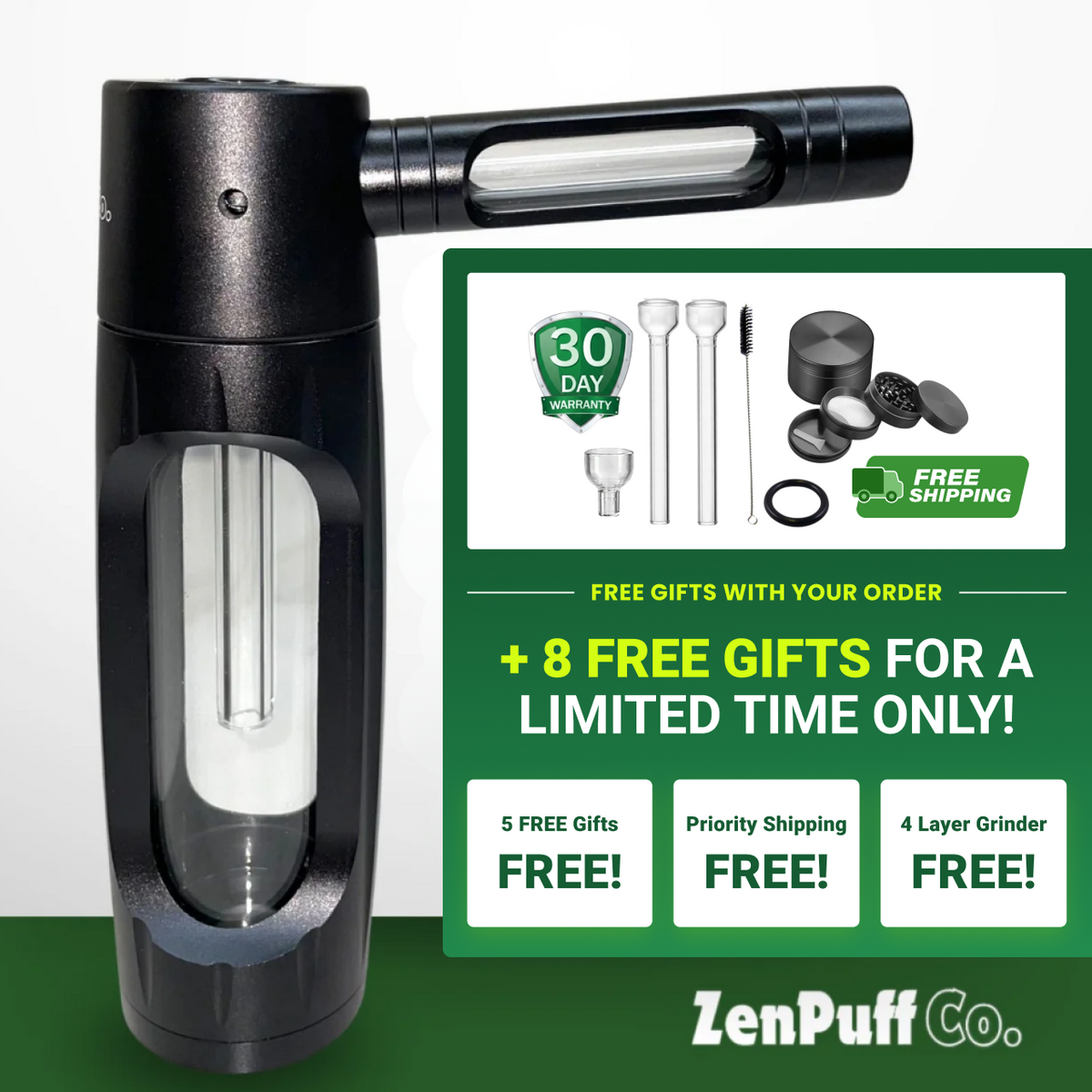 ZenPuff Glass Water Bottle with Protective Aluminum Exterior