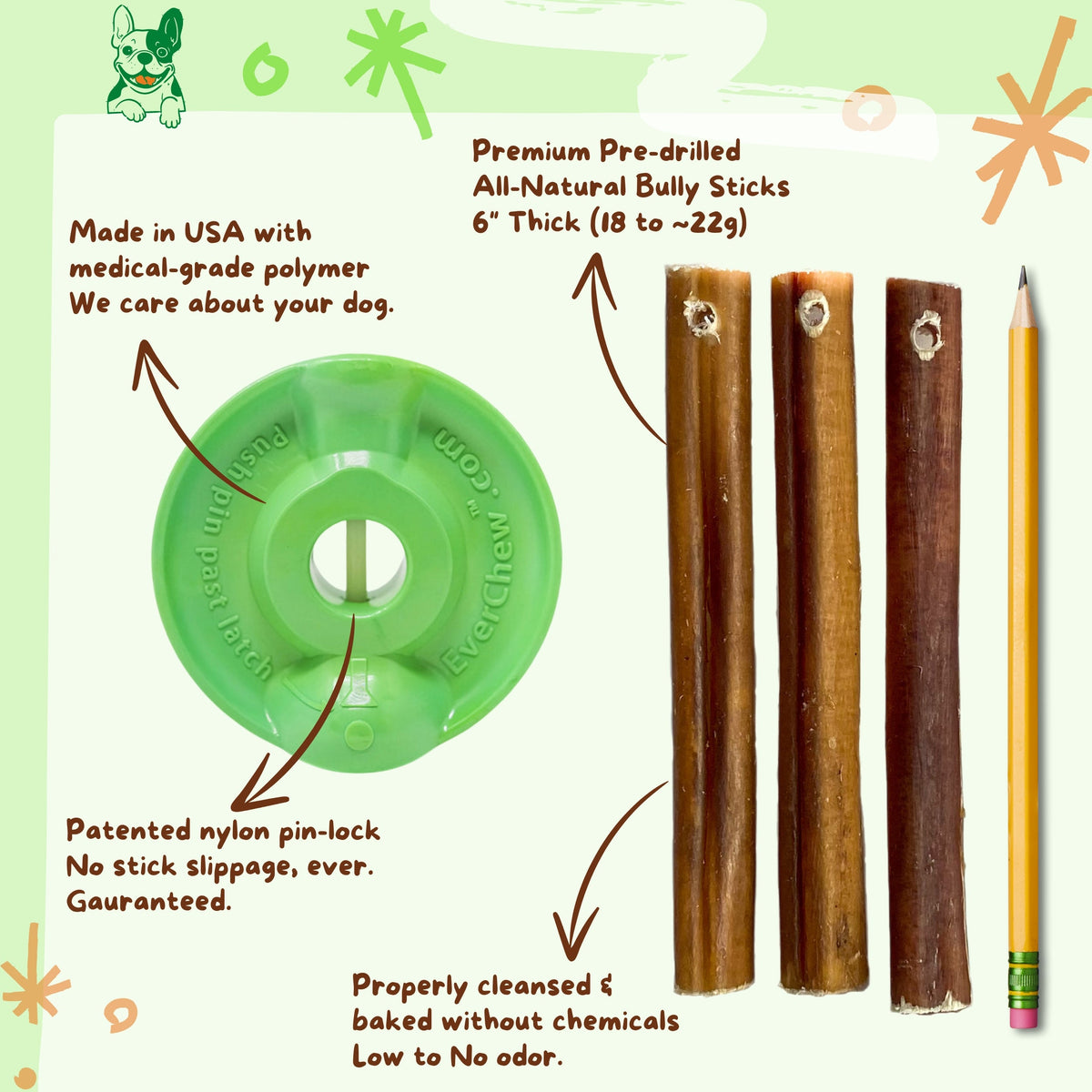 ChewLock™ – Small Dog Bully Stick Holder & Natural Chew Starter Pack