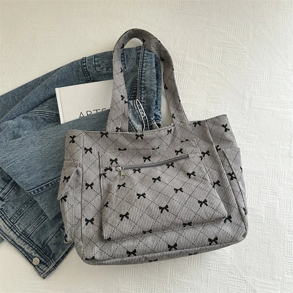 Bella Bow Tote – Lightweight Fabric Handbag with Elegant Bow Detail for Women