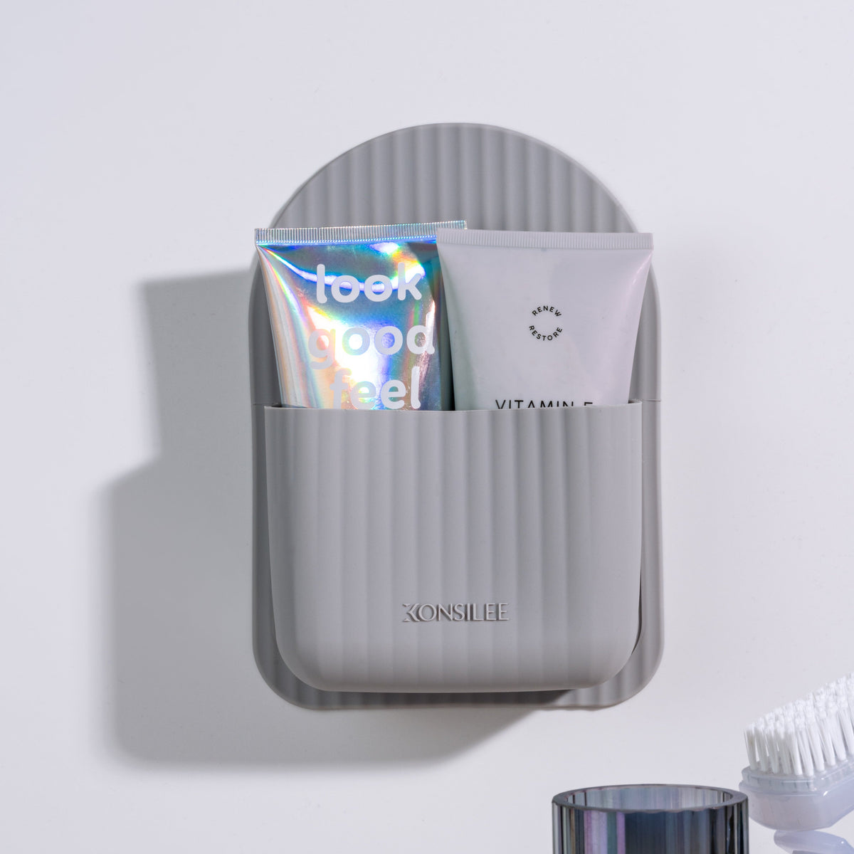 AquaNest™ – Silicone Adhesive Shower Caddy with Drainage