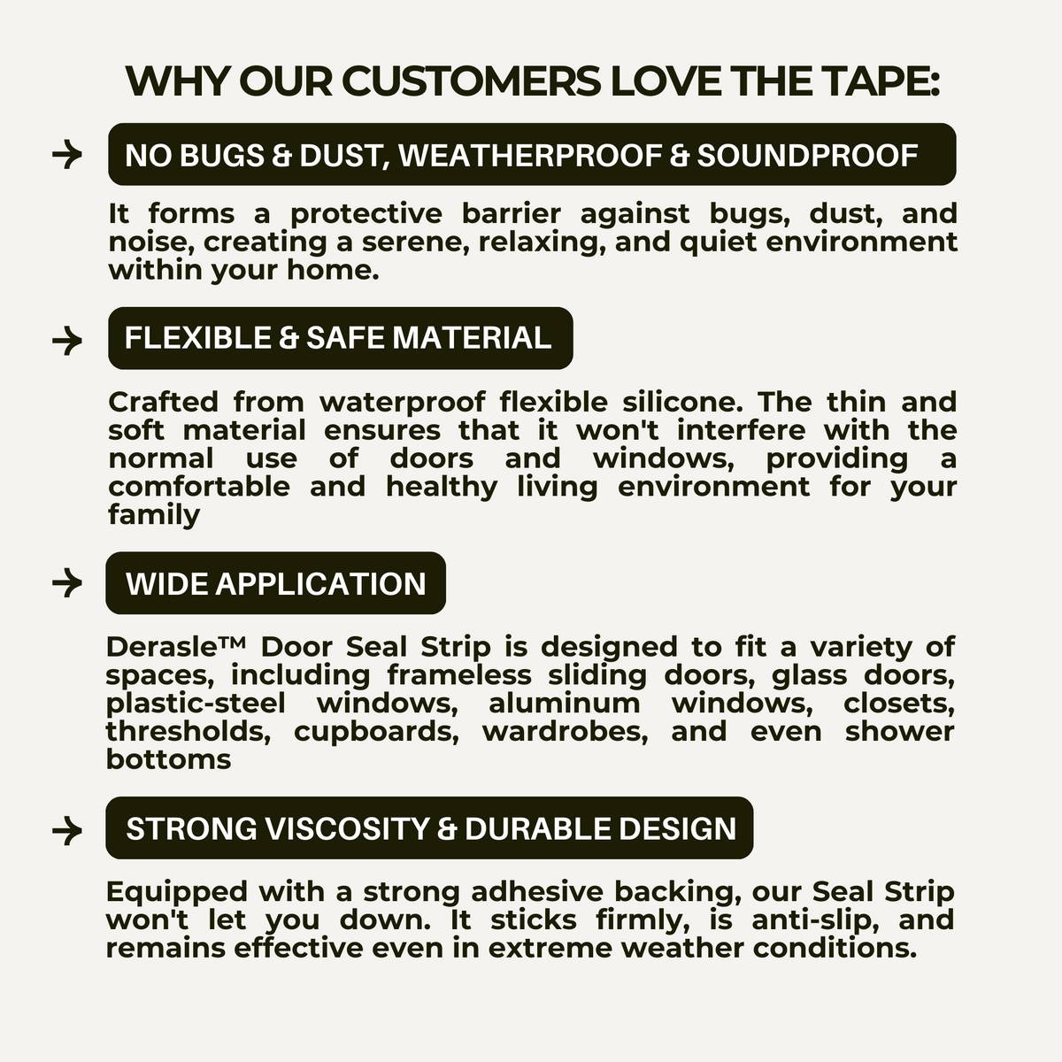 Derasle™ Door Seal Strip - 9.8 Feet Length Tape