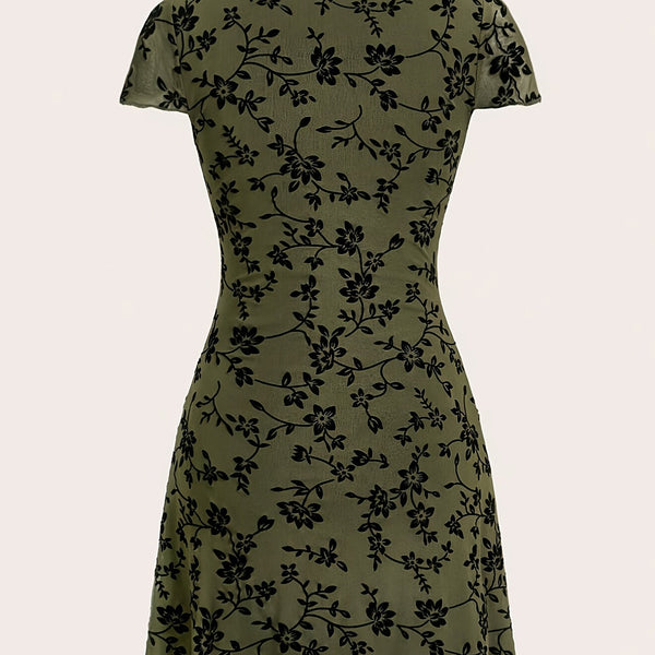 Floral V-Neck Knit Dress