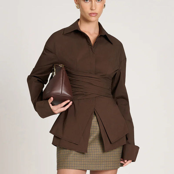 VioraLuxe™ Draped Waist Shirt — Sculpt Your Waist and Command Every Room with Effortless Elegance