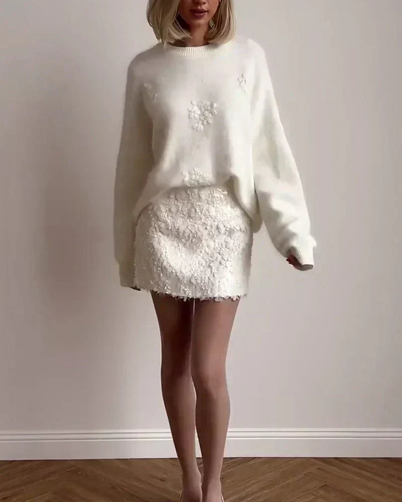 Avenlea — Women’s Embellished Knit Sweater with Soft Draped Fit