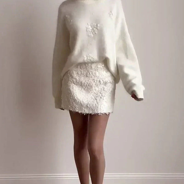Avenlea — Women’s Embellished Knit Sweater with Soft Draped Fit