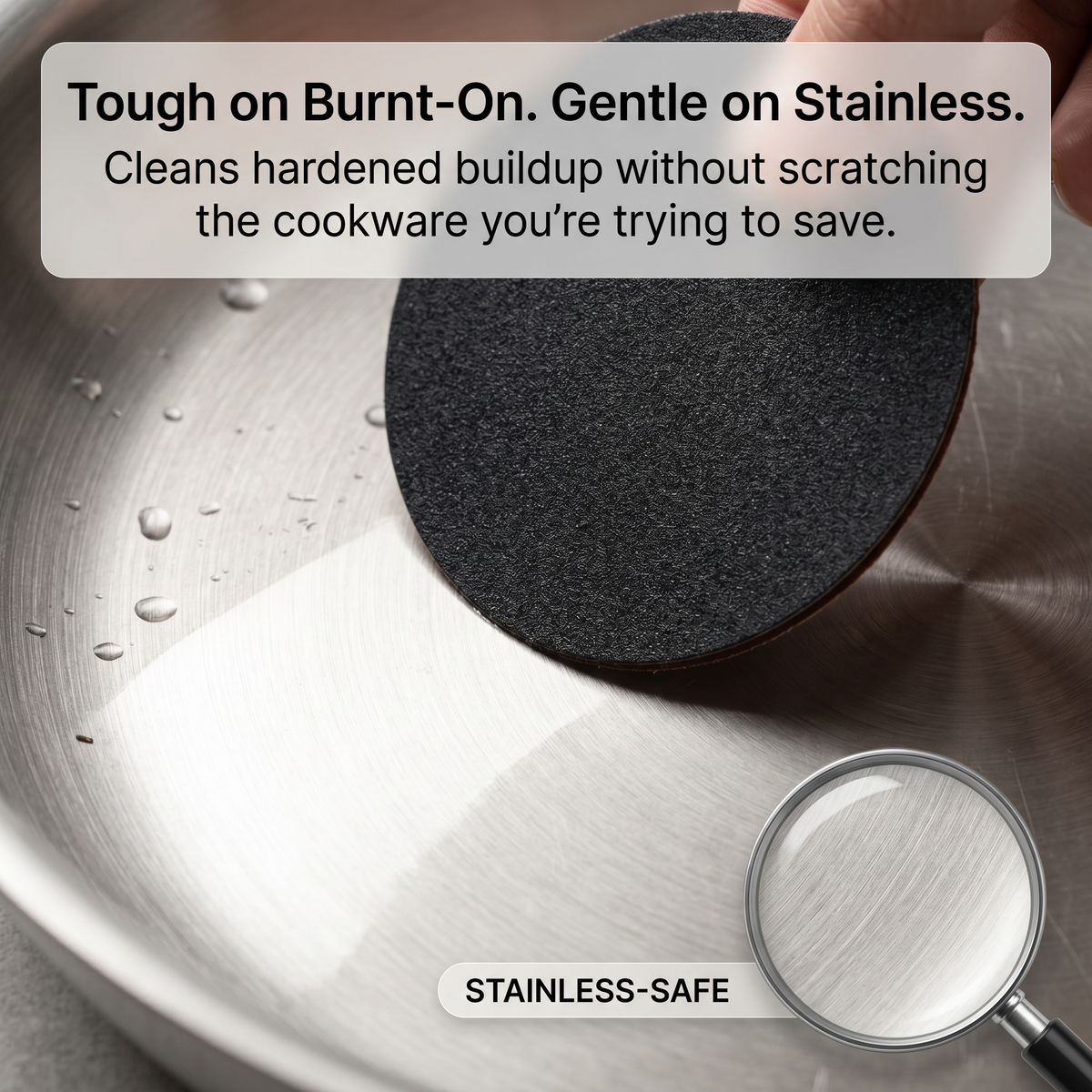 Restore Stainless Steel Shine Faster with Powerful Cleaning Sponge