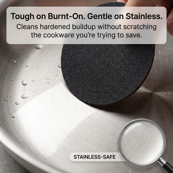 Restore Stainless Steel Shine Faster with Powerful Cleaning Sponge