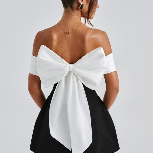 Backless Bow Mini Dress