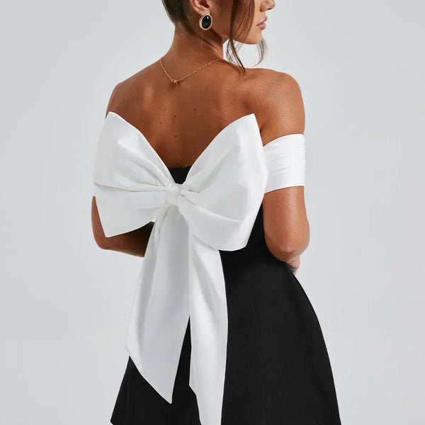 Backless Bow Mini Dress