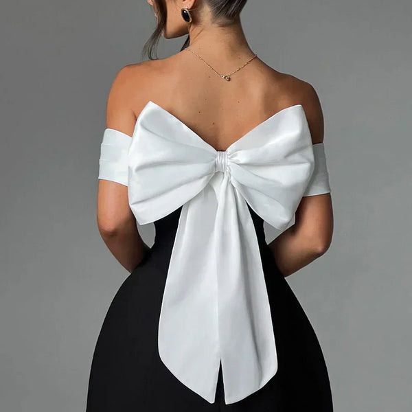 Backless Bow Mini Dress