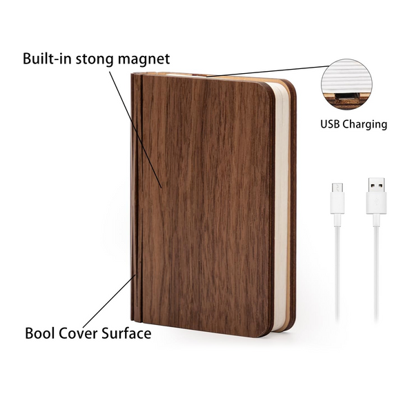 Foldlume™ – Magnetic Wooden Book Lamp With LED Lighting