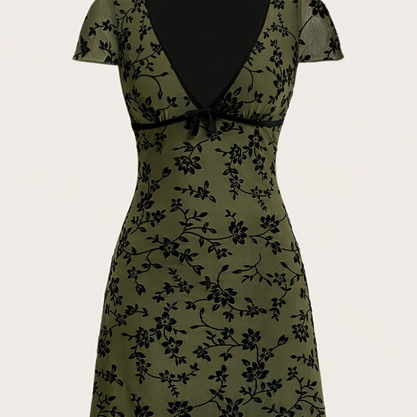 Floral V-Neck Knit Dress