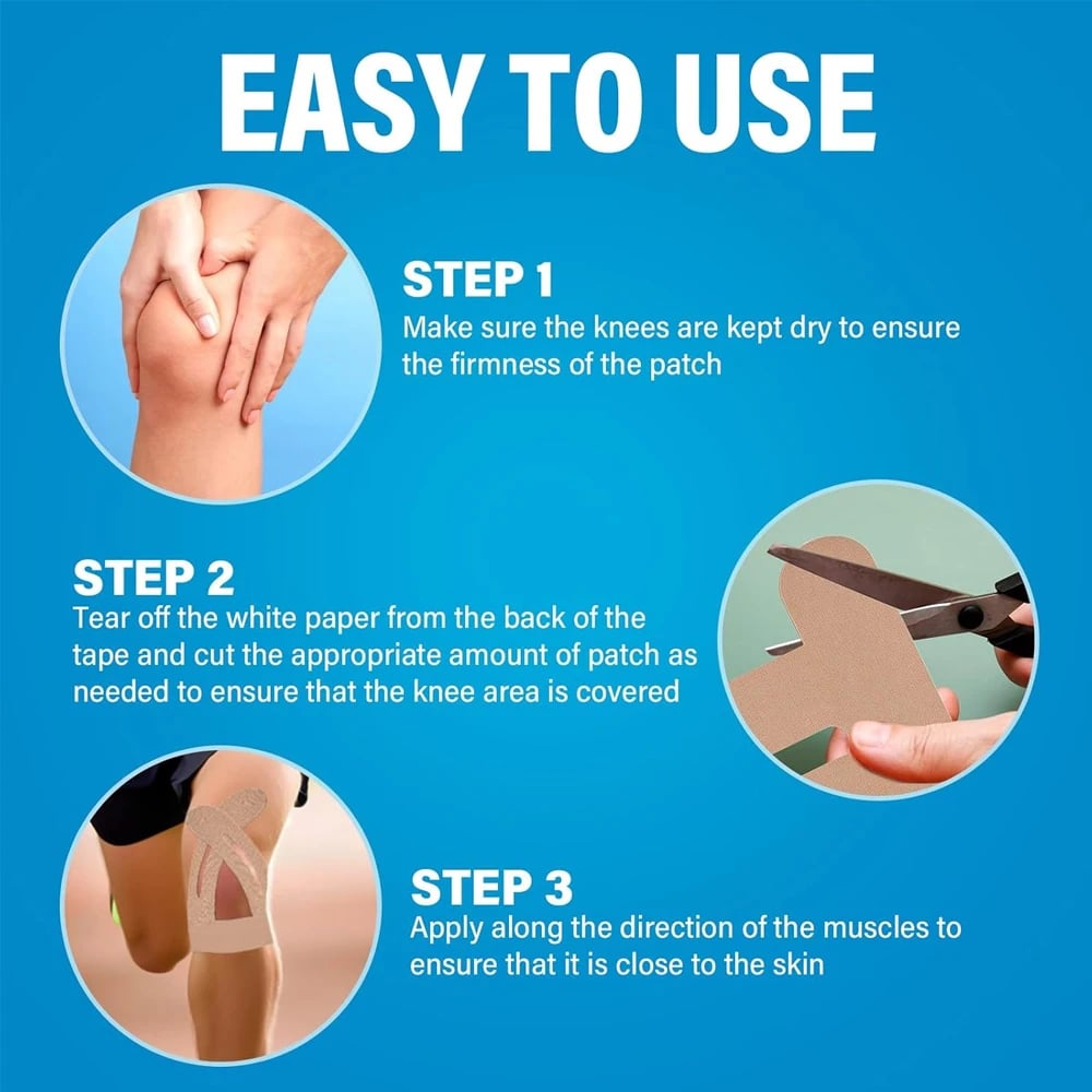 FlexiKnee – Precut Kinesiology Strips for Pain Free Motion