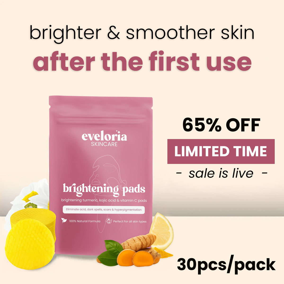 Brightening Turmeric & Kojic acid pads