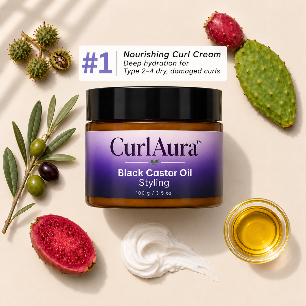 CurlAura™ – Black Castor Oil Styling & Defining Cream