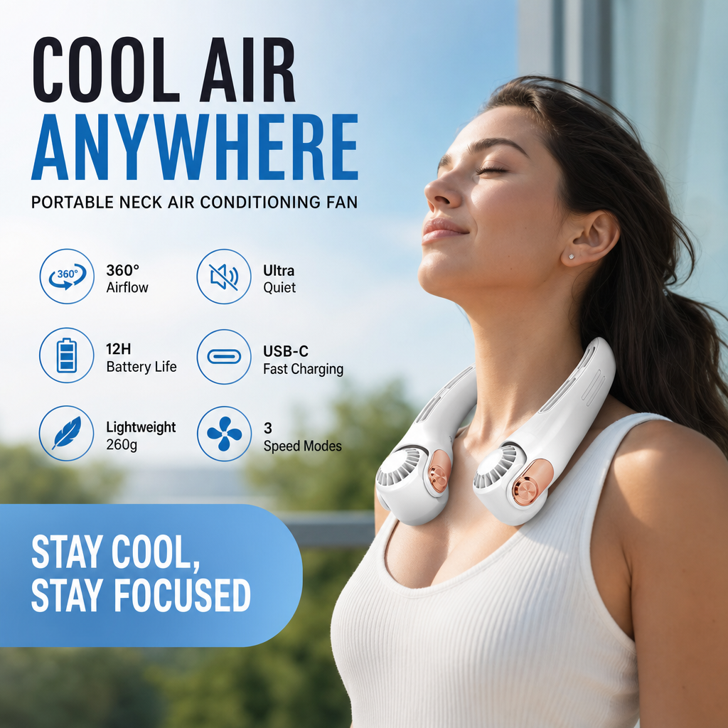 AeroBreeze™ Portable Neck Fan Stay Cool. Stay Comfortable. Stay Hands-Free.
