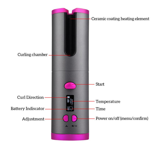 Cordless Tourmaline Ceramic Barrel Auto Hair Curler