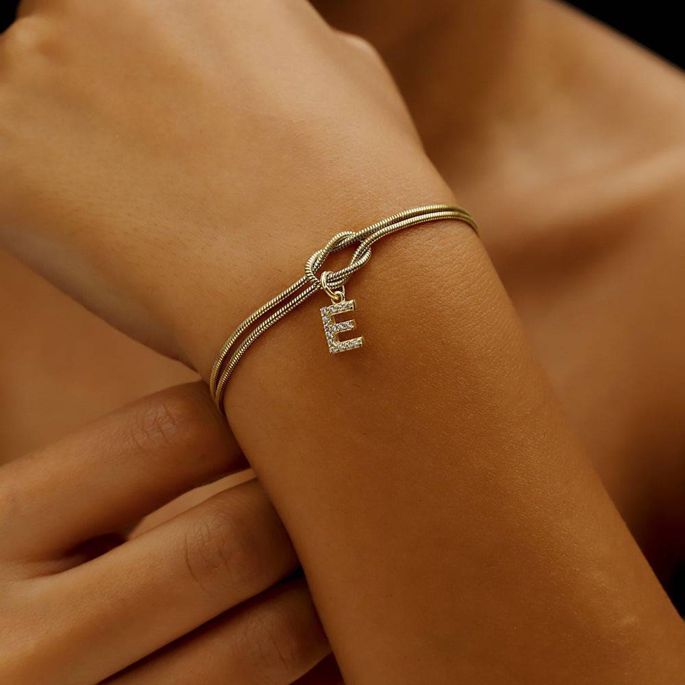 Elegant Knotted Initial Bracelet – Chic and Personalized Jewelry