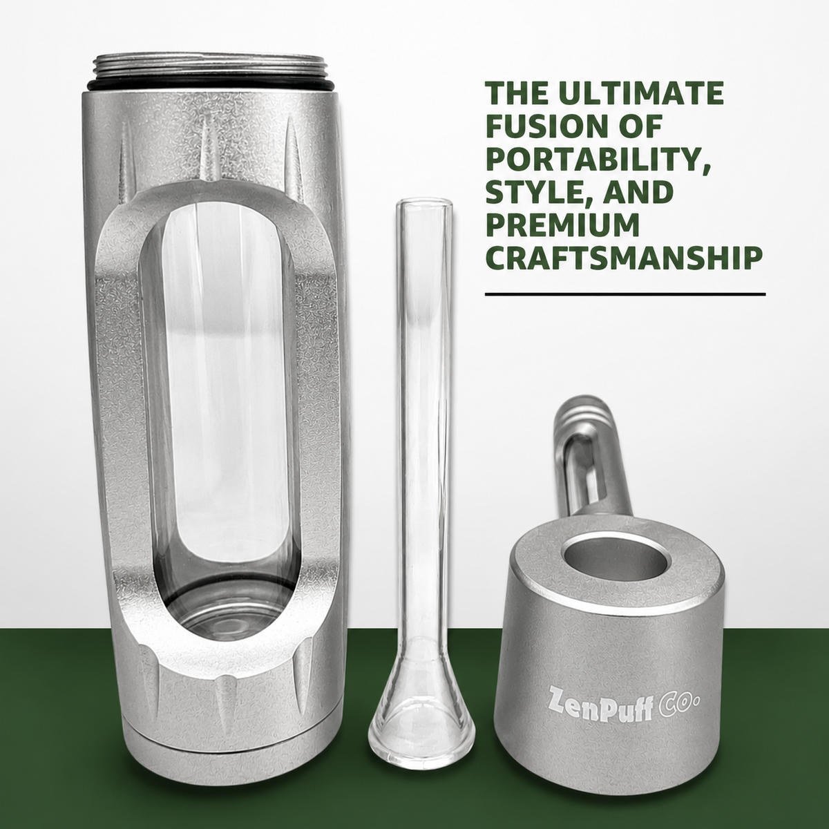 ZenPuff Glass Water Bottle with Protective Aluminum Exterior