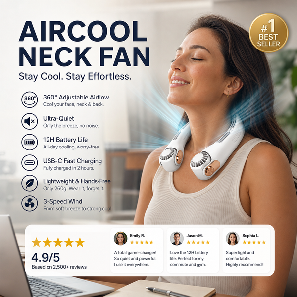 AeroBreeze™ Portable Neck Fan Stay Cool. Stay Comfortable. Stay Hands-Free.