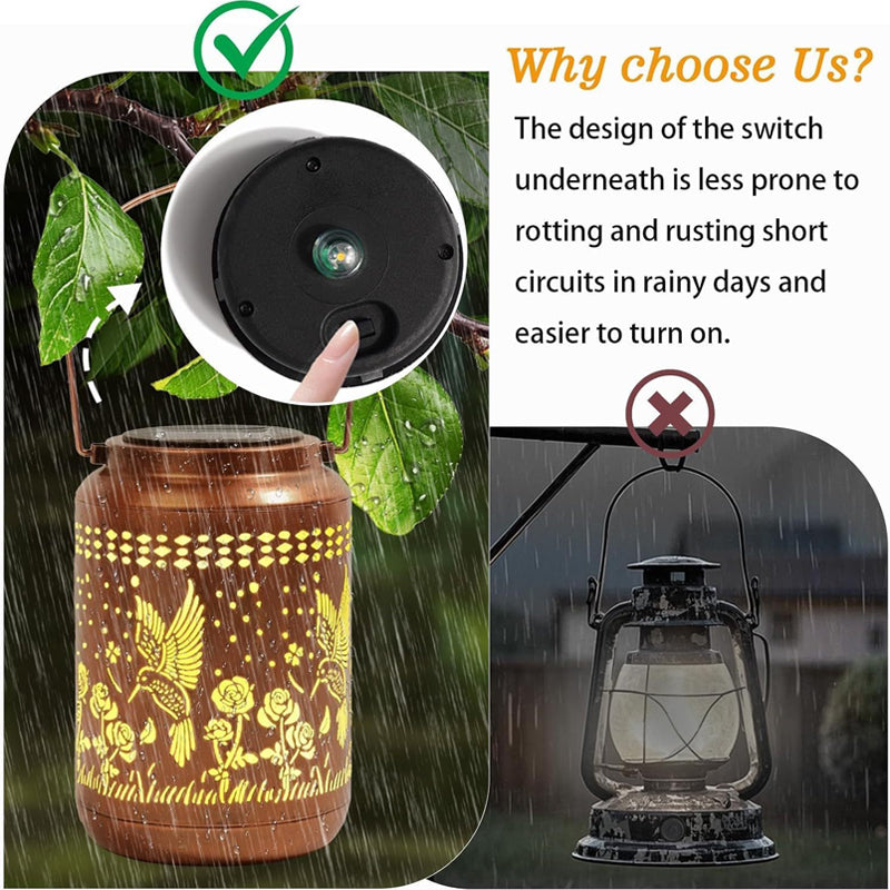 Solar Hummingbird Lantern for Garden Decor