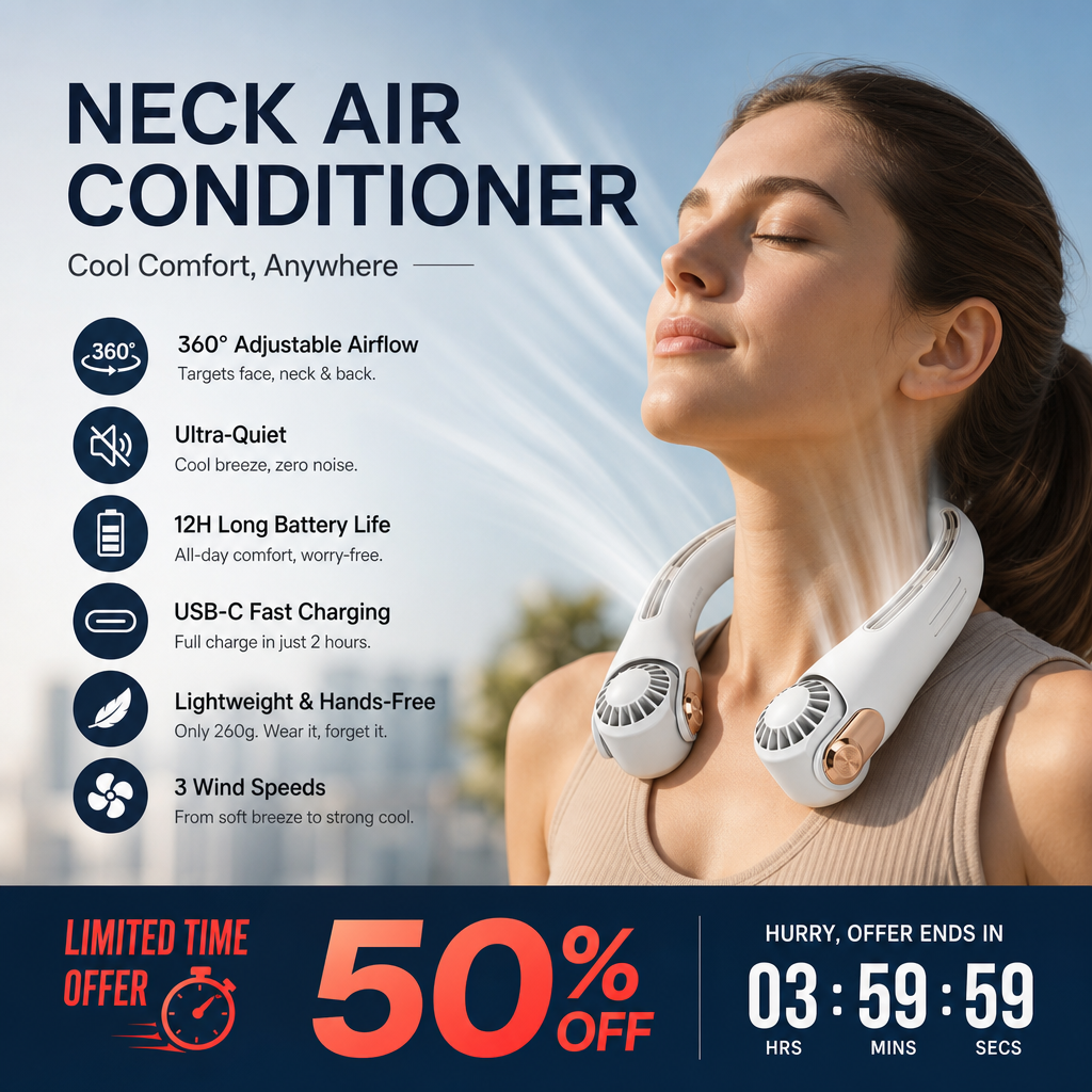 AeroBreeze™ Portable Neck Fan Stay Cool. Stay Comfortable. Stay Hands-Free.