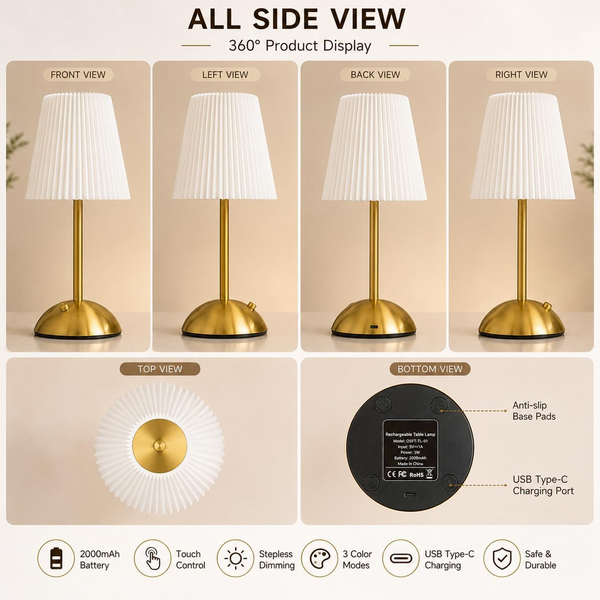 Aurevia™ – Modern Cordless Rechargeable Dimmable LED Table Lamp